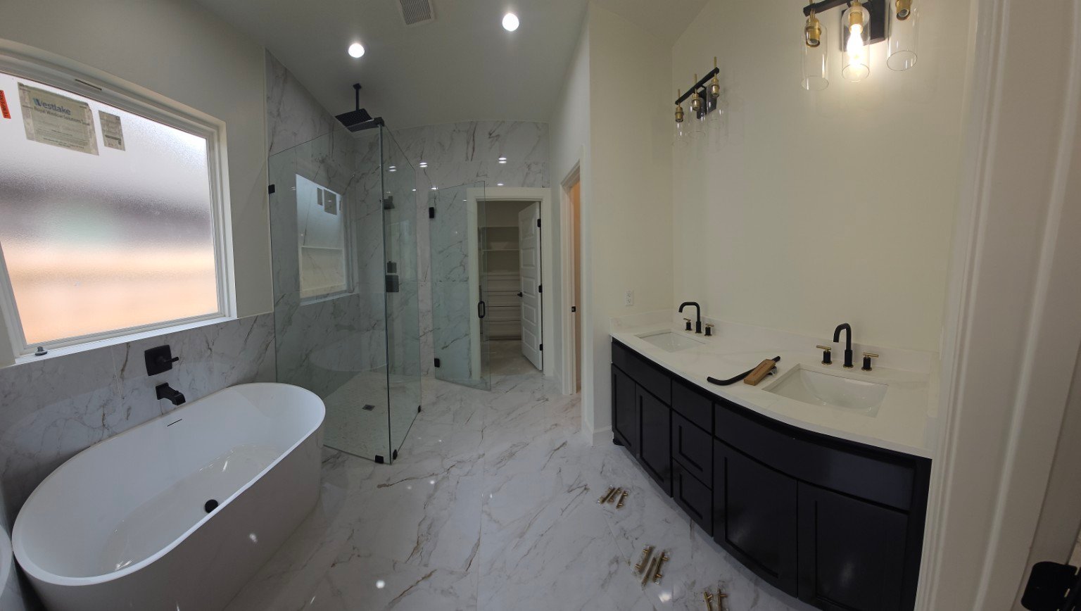 Bathroom finishes at 2229 NW 34 ground-up construction project in Oklahoma City