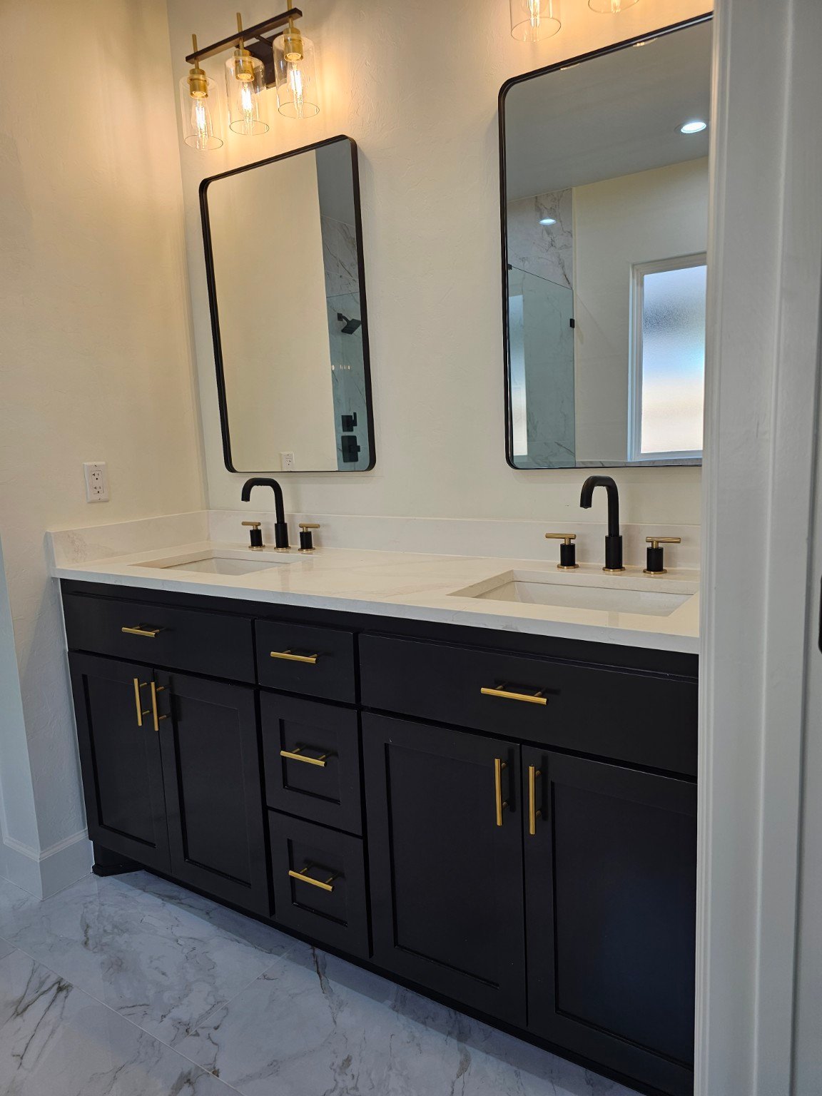 Bathroom tile and fixtures at 2229 NW 34 ground-up construction project in Oklahoma City