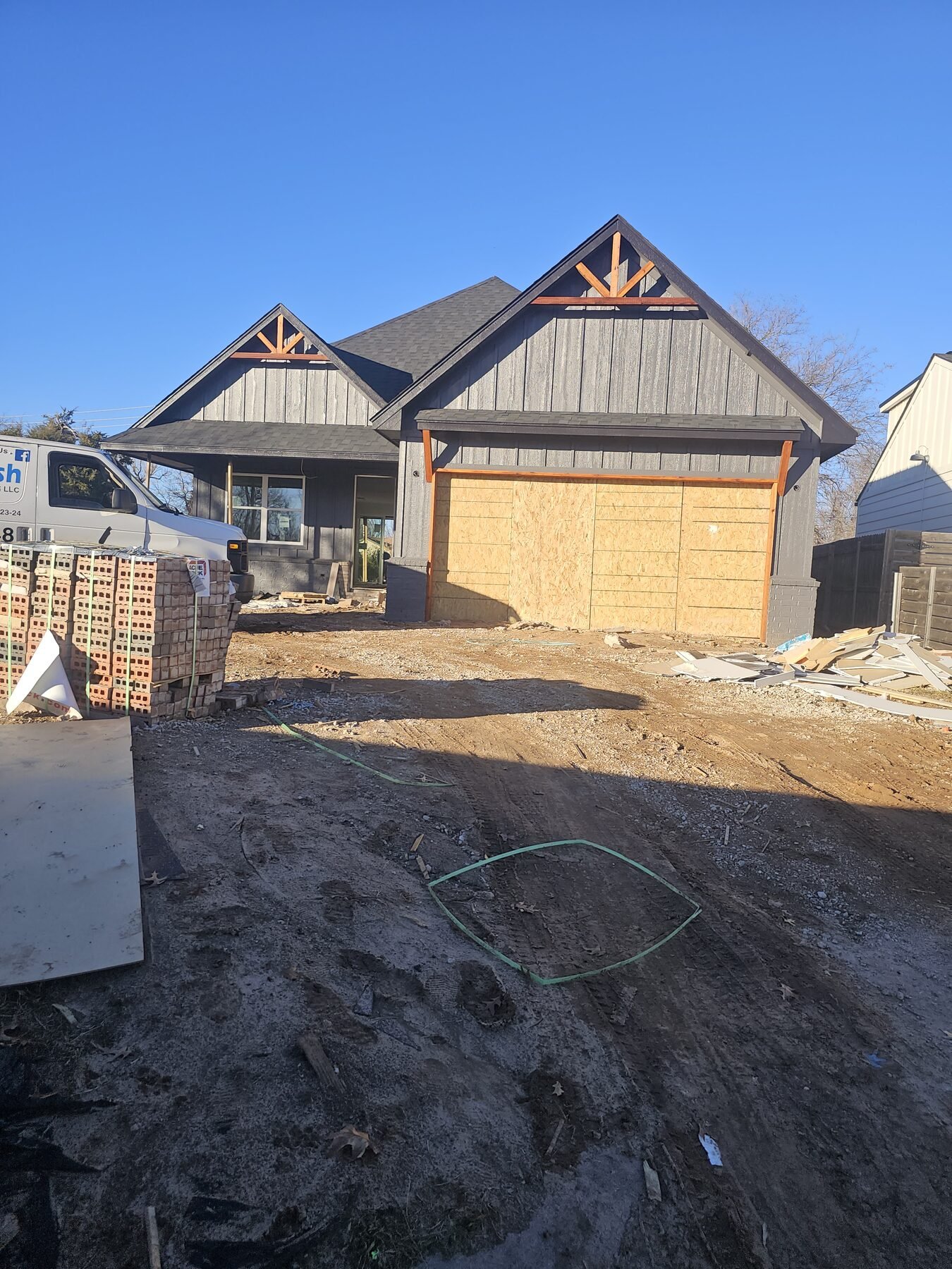 Exterior sheathing installed on new construction home
